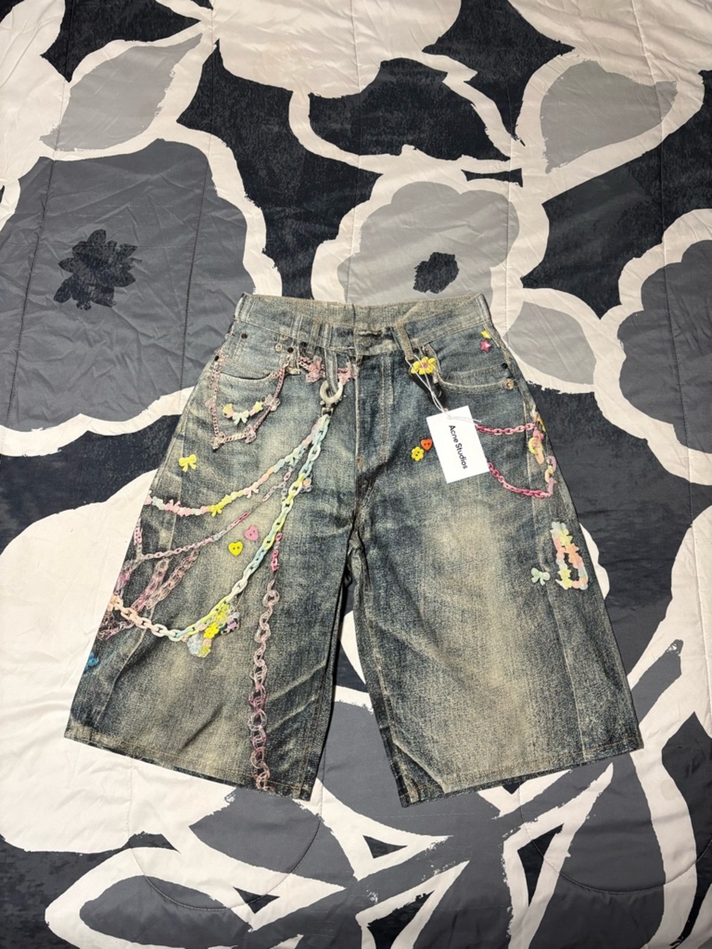 Acne Studios Tromp L'oeil Printed Jean Shorts